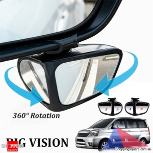 2X Car Exterior Panoramic Door Side Rear View Mirror Blind Spot Wide Angle 360
