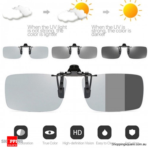 Polarized Photochromic Sunglasses UV400 Driving Fishing Lens Clip On Eyewear AU