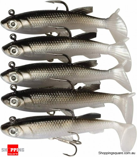10x Soft Plastic Lures Vibe Poddy Mullet Flathead Jig Heads Barra Cod Fishing