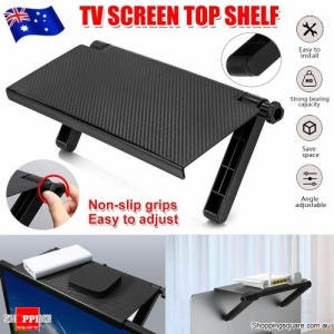 ABS Folding Monitor Top Shelf Adjustable Storage Rack for TV Screen Black