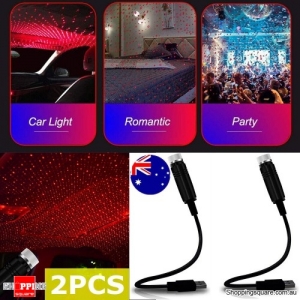 2pcs Car Interior LED Star Lights USB Atmosphere Starry Sky Night Projector Lamp
