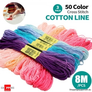3Sets 50 Colorful Egyptian Cross Stitch Sewing Skeins Embroidery Thread Floss