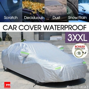 3XXL 3Layer Aluminiu Waterproof Outdoor Car Cover Double Thick Rain UV Resistant