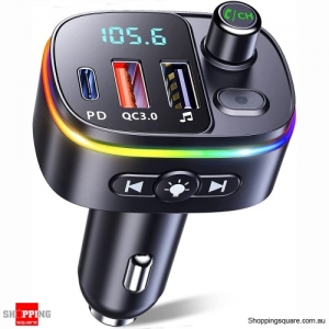 FM Transmitter in-Car Adapter Wireless Bluetooth 5.0 Radio Car Kit USB Charger