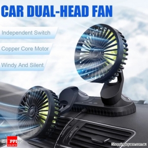 Car Dual Head Fans Auto Vehicles Dashboard Cooling Air Circulator USB Desk Fan
