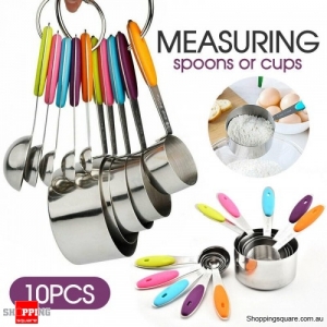 Measuring Spoons Cups 10PCS Stainless Steel Baking Teaspoon Kitchen Gadget Kit