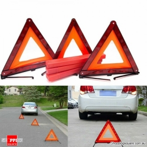 3 Pack Triple Emergency Warning Triangle Reflector Road Roadside Sign Safety