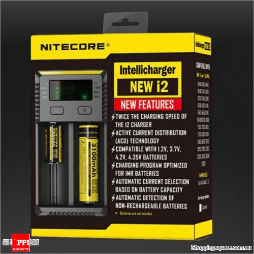 Nitcore NEW I2 Smart Charger IMR Li-Ion LiFePO4 NiMH-Cd 18650