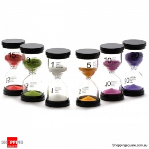 6pcs Kitchen Timer Glass Sand Sandglass Hourglass Countdown Clock Multicolor
