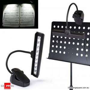 9 LED Flexible Clip-on Music Stand Reading Light Bed Table Desk Lamp Black
