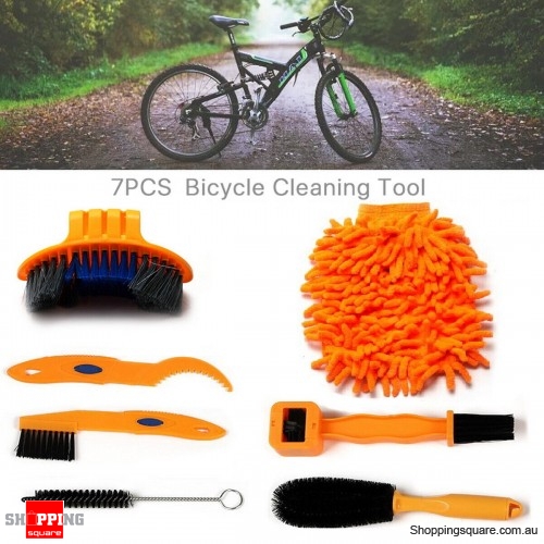7 Pcs Bike Cleaning Brush Tool Bicycle Chain Cleaning Kit Drivetrain Cleaner