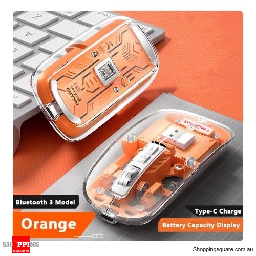 Wireless Bluetooth Mouse Rechargeable Mute Mice Supports Three Modes Suitable for Laptop Desktop Computer Smartphone - Orange