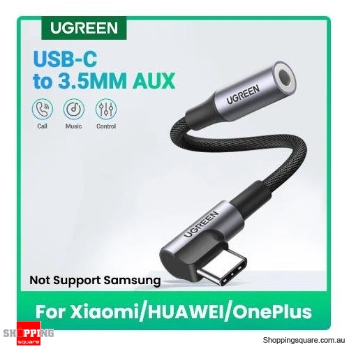 Ugreen 90 Degree Type C to 3.5mm Earphone dapter Audio Cable For Huawei Xiaomi - Grey