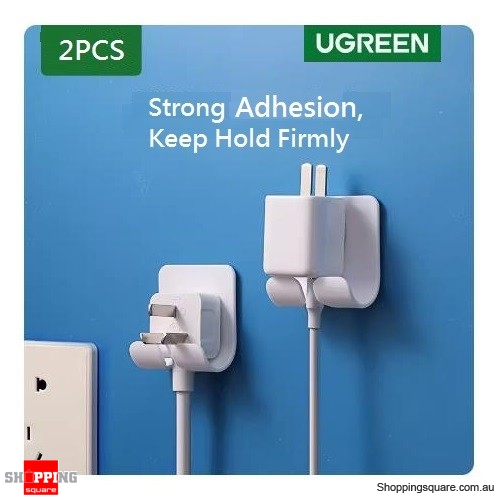 Ugreen 2PCS Power Cord Holder Hanger Wall Stand Bracket - White