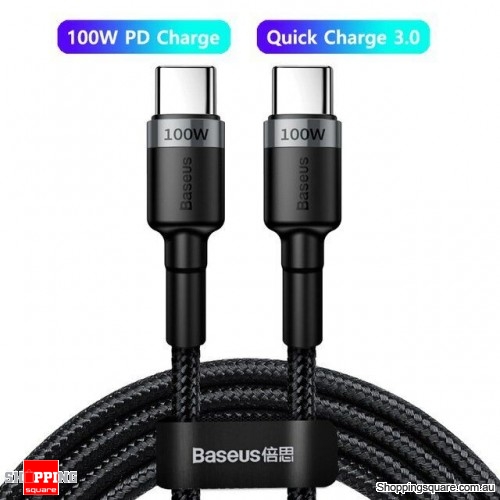 Baseus 2M USB C to USB Type C Cable Quick Charge 4.0 PD 100W Fast Charging - Grey Black