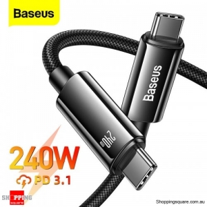 Baseus 240W USB C Type C Fast Charging Cable PD 3.1 For MacBook Samsung Huawei - 3m Black