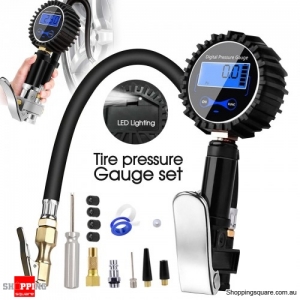 LED Digital Tyre Inflator Car Air Pressure Tire Gauge PSI Hose A Car Motorcycle