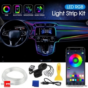 RGB LED Car Interior Fiber Optic Neon Wire Strip USB Atmosphere Light APP /Music