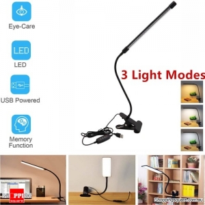 Clip On LED Desk Lamp Eye Care Reading USB Power Dimmable Light Adjustable Clamp