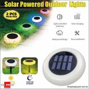 2pc Solar Powered Waterproof LED Outdoor Pathway Lights
