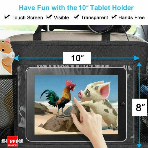 Car Back Seat Storage Organiser -10.1 iPad/Tablet Holder Touch Screen Kids  Kick Mat Seat Protector Multi-Pocket Children's Travel Storage on OnBuy