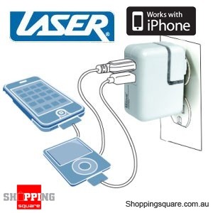  USB Dual Charger for Home & Car- iPhone, iPod, MP3