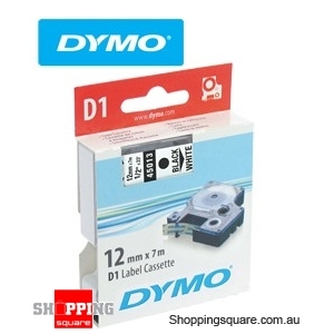 Dymo D1 Labelling Tape 12mm x 7m Black on White 