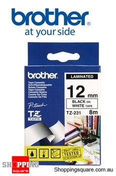 Brother TZ-231 12MMx 8M Black ON White TZ Tape