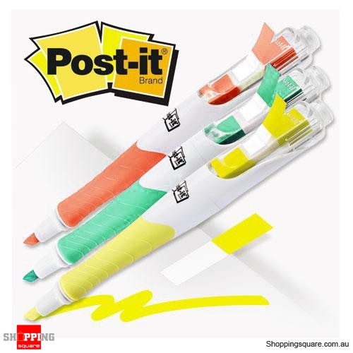 Post It Highlighter Pen+Flag 3 Pack