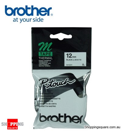 Brother M-K231 12mm Black On White m Tape 