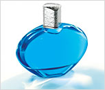 Mediterranean Fragrance - The bottle is simple and elegant. A feminine oval of cerulean blue weighted glass.The bottle radiates light, captivating everyone that holds it. The modern, hammered silver cap adds a sophisticated contrast to the weighted glass.