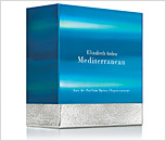 Elizabeth Arden Mediterranean - The holographic carton design is reminiscent of the blue in the sea and sky of the Mediterranean. Hammered silver detail wraps the base of the deluxe two piece carton, echoing the bottle cap.