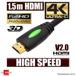 1.5M HDMI Cable v2.0 3D High Speed with Ethernet HEC 4K Ultra HD Digital Gold Plated