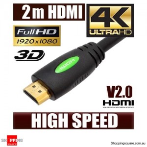 2M HDMI Cable v2.0 3D High Speed with Ethernet HEC 4K Ultra HD Digital Gold Plated
