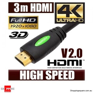 3M HDMI Cable v2.0 3D High Speed with Ethernet HEC 4K Ultra HD Digital Gold Plated
