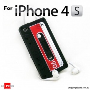 Cassette Tape Silicone Case for iPhone 4 4S Black 