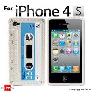 Cassette Tape Silicone Case for iPhone 4 4G 4GS White 