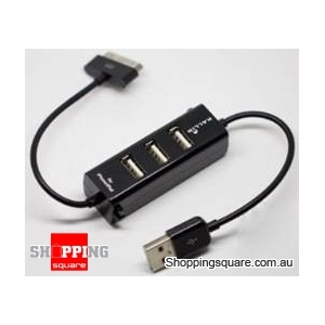 3 Port USB 2.0 Hub Charger For iPhone/iPad/iPod- Black