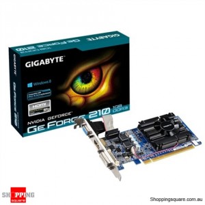 Gigabyte GT210, 1mb, 64 bit GDDR3 PCIE 2.0, D sub DVI HDCP HDMI LP Video Card