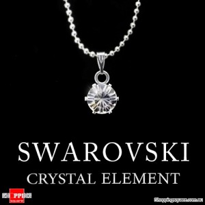 Silver Ball Chain Necklace Pendant Swarovski Crystal