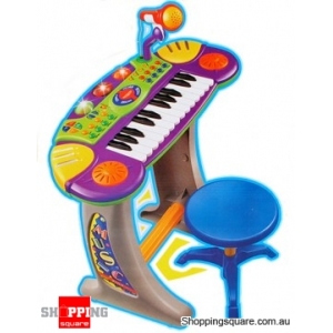 Electronic Piano Keyboard with Mic and Stool for Kids