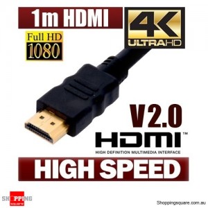 1M HDMI Cable v2.0 3D High Speed Ethernet with 4K Ultra HD Gold Plated(v1.4 compatible)