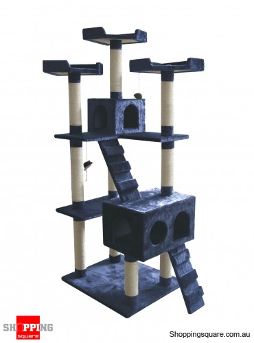 Cat Tree Scratch Post Ladder Pet Bed Cubby House  7 Levels 183cm