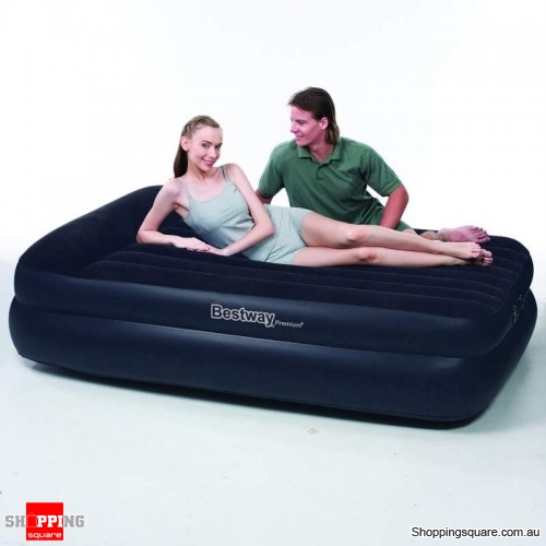 Bestway Comfort Quest Deluxe Queen Size Inflatable Mattress/Air Bed with Built-In Pump and Pillow