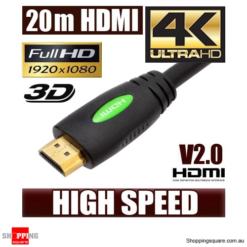 NEW 20M HDMI Cable (V2.0), High Speed with Ethernet and 4K Ultra HD, 3D function