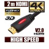 2M HDMI Cable v2.0 3D High Speed with Ethernet HEC 4K Ultra HD Digital Gold Plated Red Colour