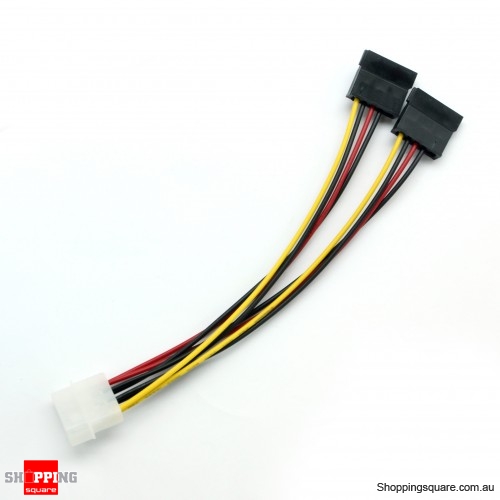 4 Pin IDE Molex to 2 SATA Power Cable Splitter Adapter