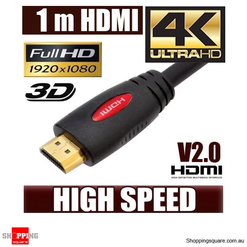 NEW 1M HDMI Cable (V2.0) High Speed with Ethernet and 4K Ultra HD, 3D function Red Colour