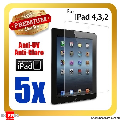 5 PCS Premium Clear Anti-UV IPAD screen protector for iPad 4th, 3th and 2nd Gen and Retina Display 