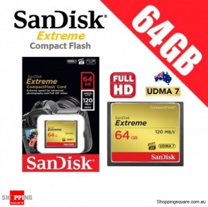 SanDisk Extreme Compact Flash 64GB Memory Card 120MB/s for DSLR Digital Camera FHD